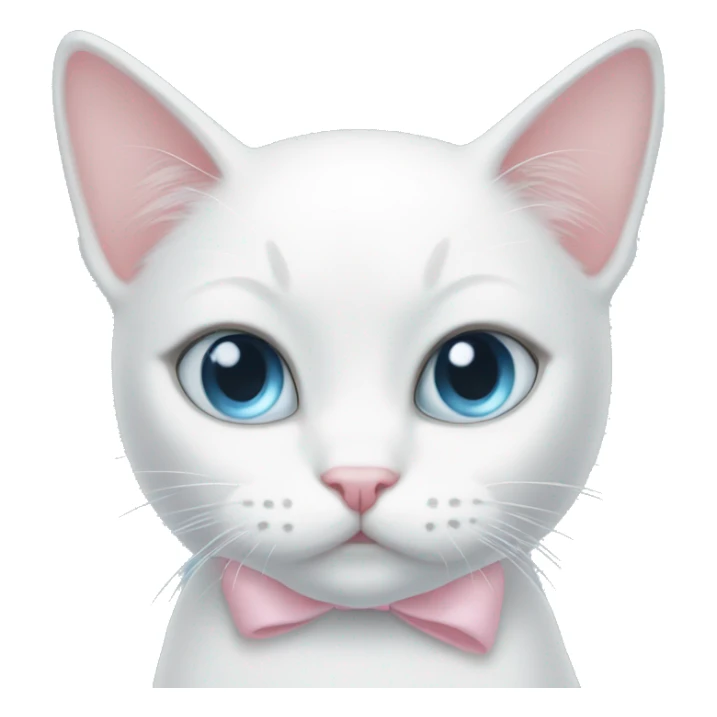 White cat light pink bow light blue eyes  sticker
