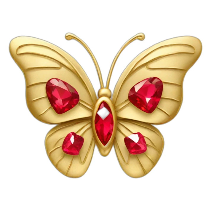 gold butterfly jewel with red diamond hearts sticker