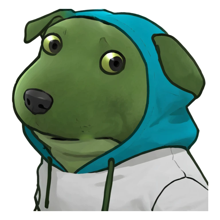 Dog wearing a hoodie sticker