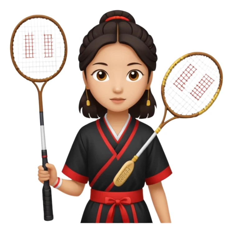 ancient chinese girl with badminton racket sticker