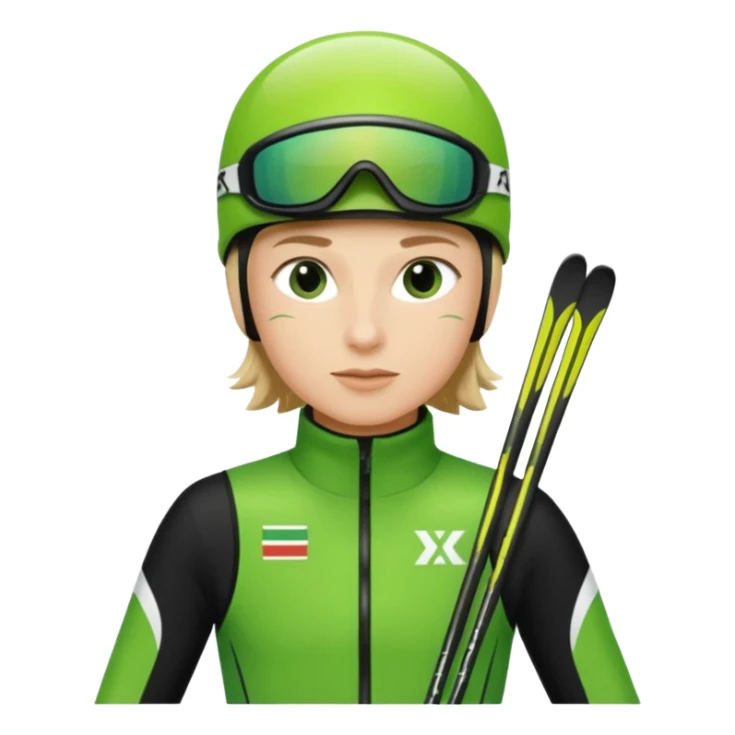 Xc ski racer in green and black clothing  sticker