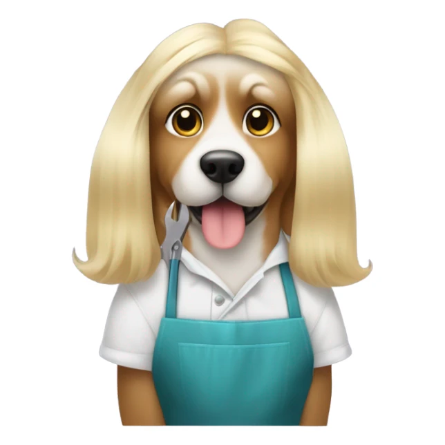 dog groomer with long blonde hair sticker