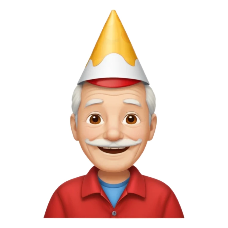 old man with smile, red shirt and birthday cone on his head sticker