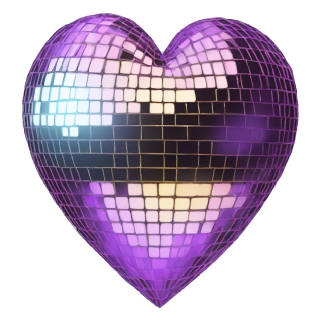 mirrorball in the shape of a heart sticker