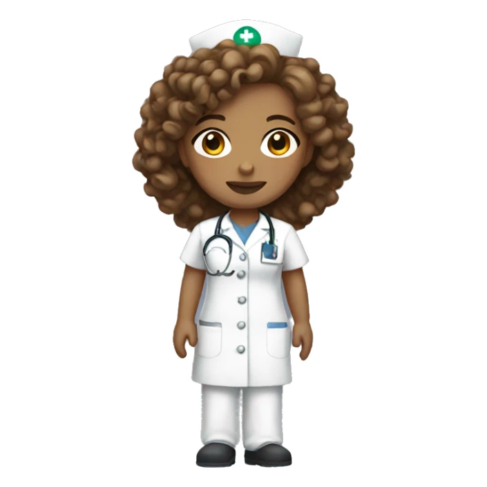 Light skin nurse with curly brown hair sticker