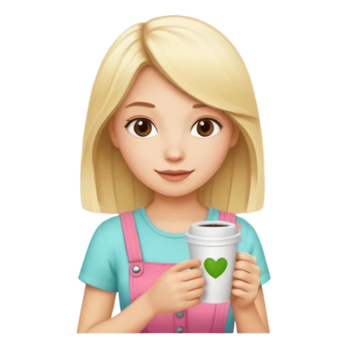Blonde girl with coffe and cute Summer outfit  sticker