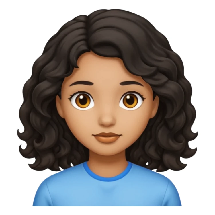 Girl with light brown skin black wavy hair sticker
