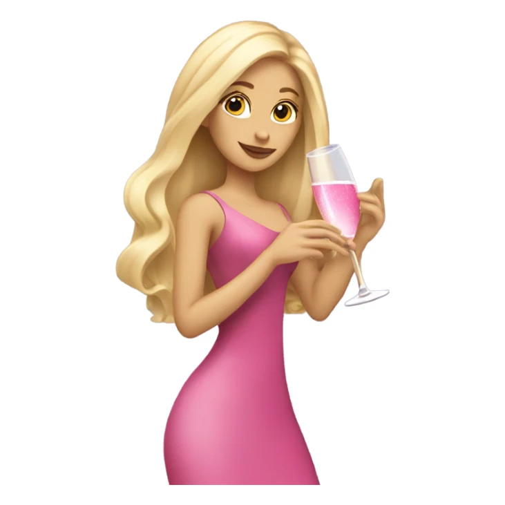 Pretty blonde lady with long hair drinking pink champagne sticker
