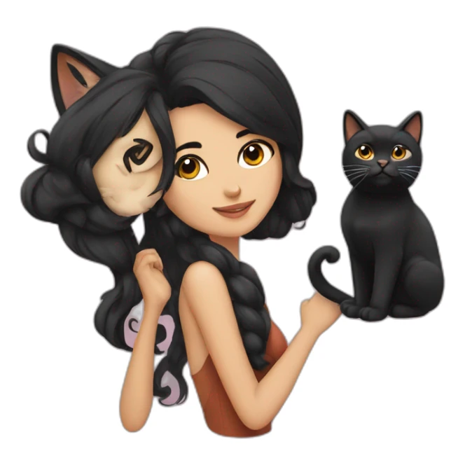 Persian woman with black hair and a cat sticker