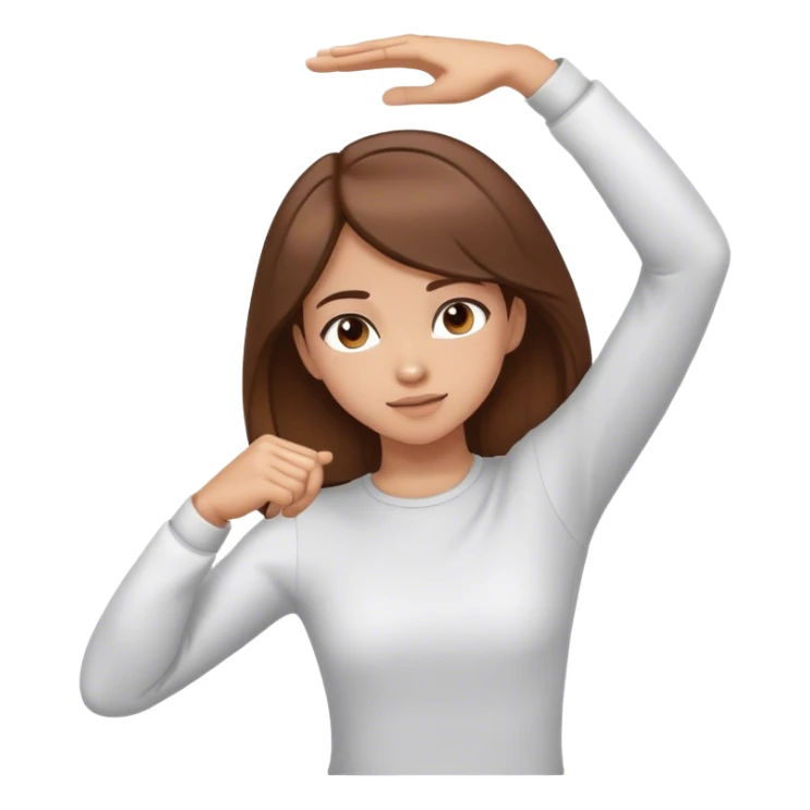 Girl with brown hair and her arms in dab pose sticker