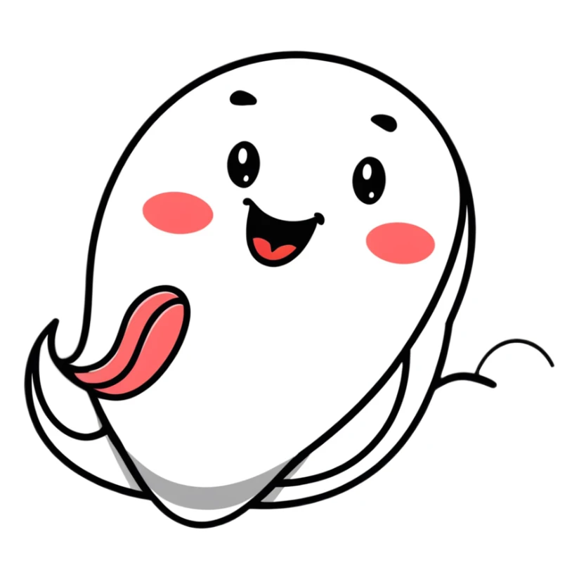 playful smiley face with tongue wiggling from side to side, motion lines showing the tongue swinging, dynamic pose sticker