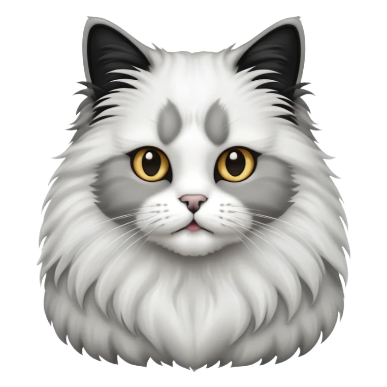 Fluffy cat long hair black and white goatee sticker