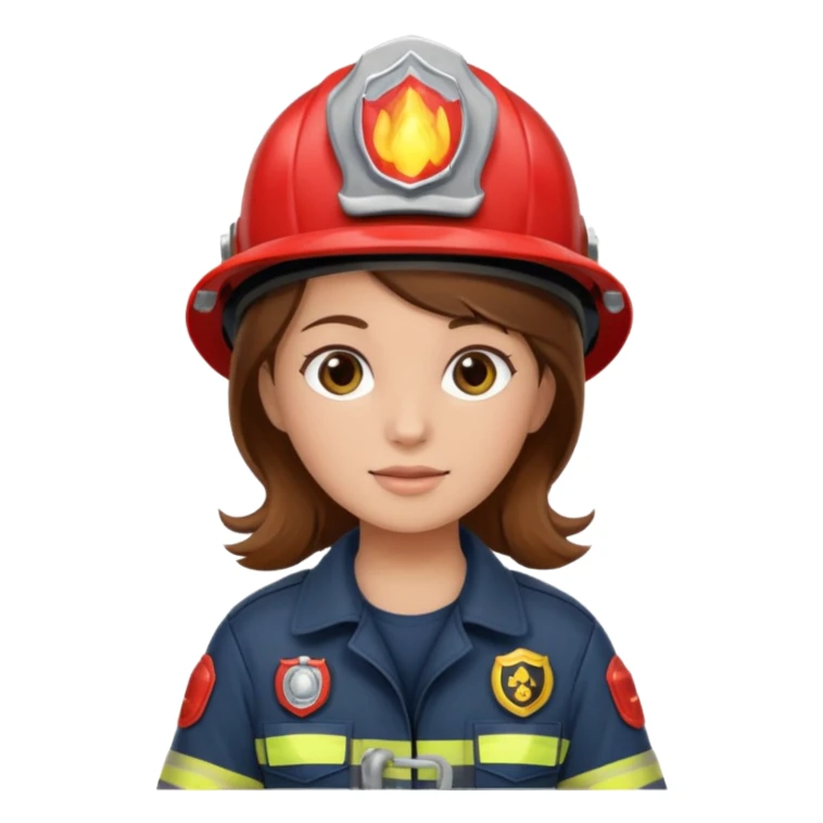 girl fireman with brown hair sticker