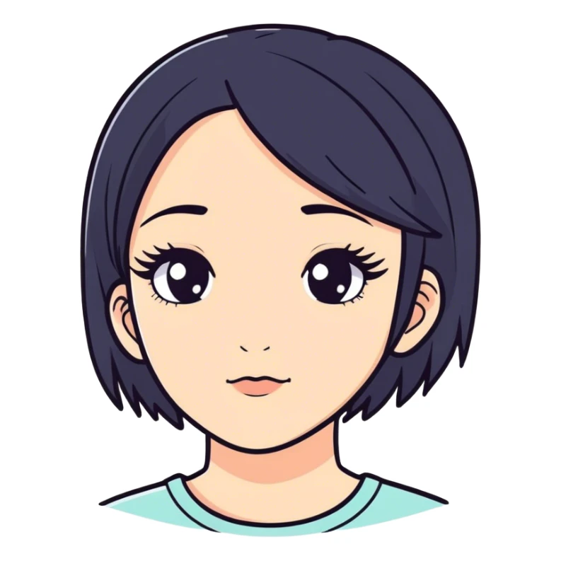 Niña con pero negro y pestañas largas sticker