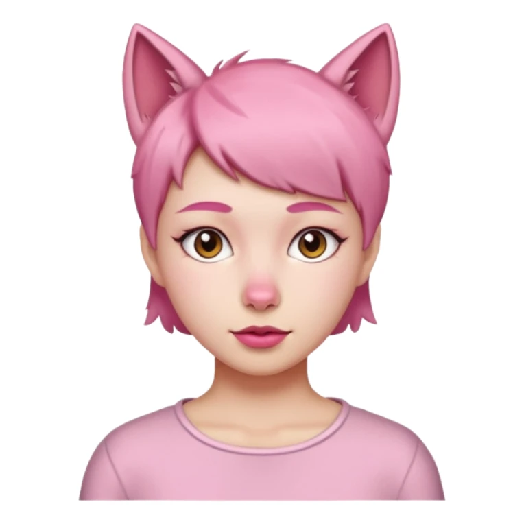 Girl with short hair and pink wolf cut sticker