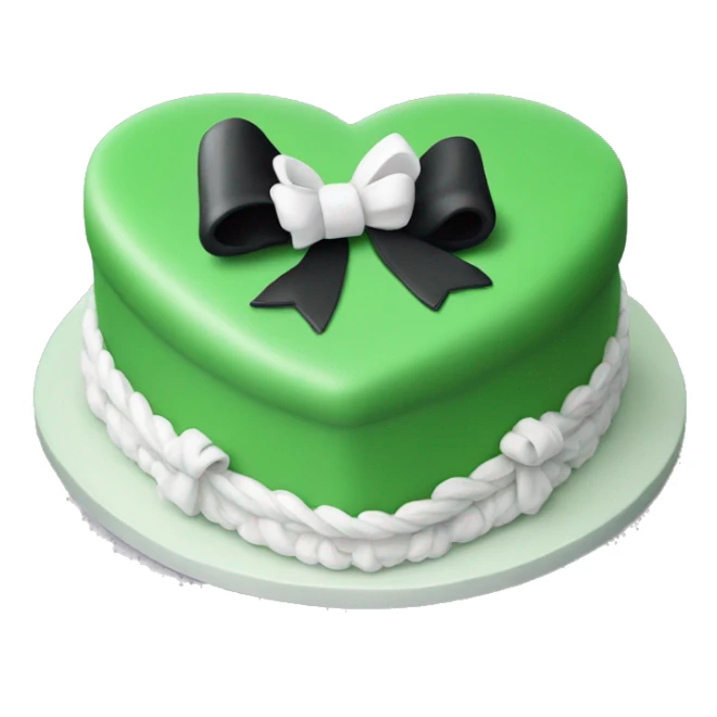 Green heart shaped birthday cake with black and white bows  sticker