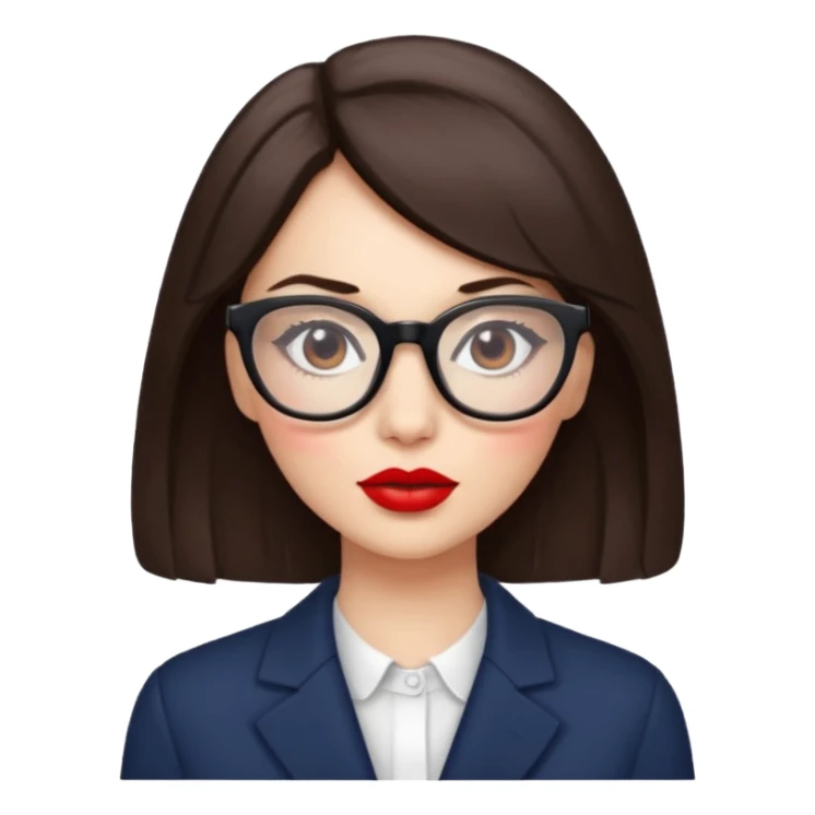 brunette with red lipstick and glasses sticker
