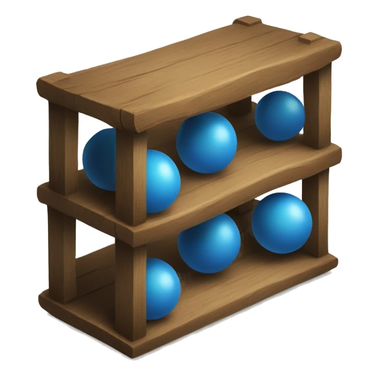 wooden shelves with blue orb prophecies sticker