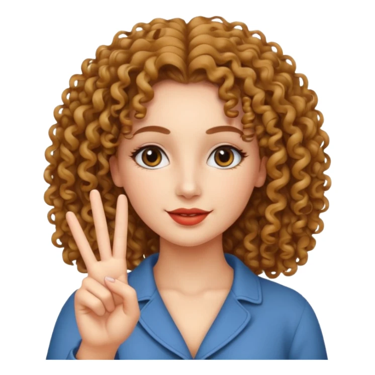 curly haired beautiful lady showing peace sign sticker