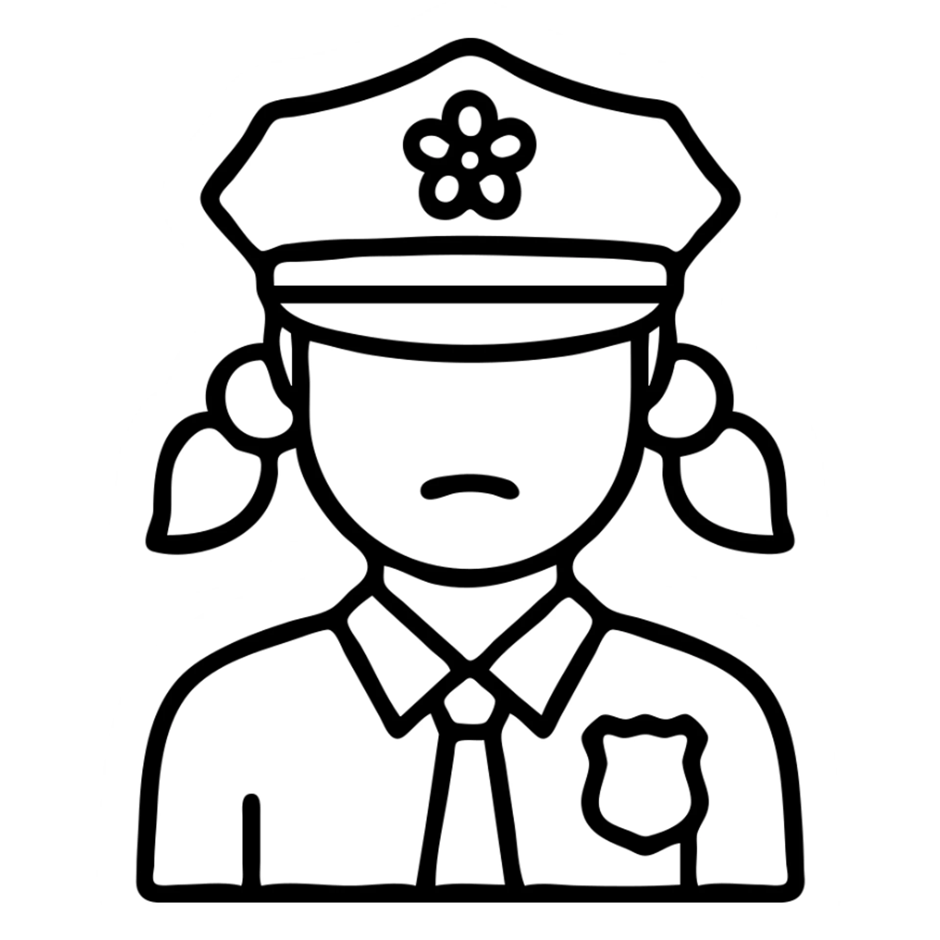 enforcer with girly details, minimal, outlined icon style sticker