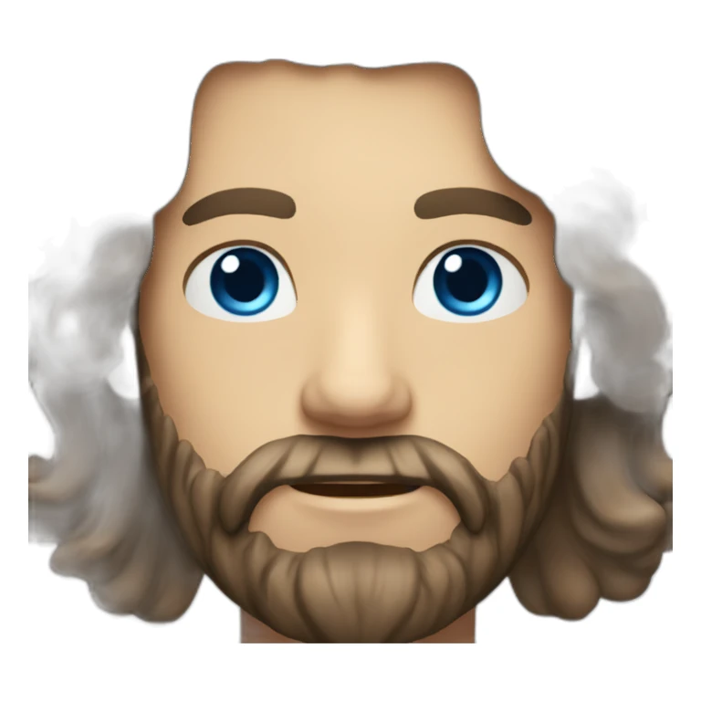 English man with long brunette hair and beard, blue eyes sticker