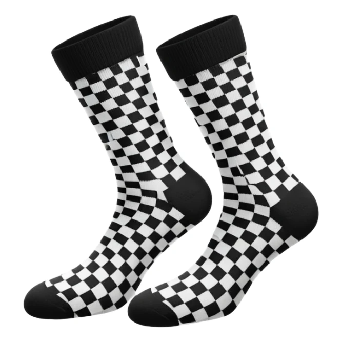 two pairs of black and white checkered socks, simple, clear checkered pattern sticker