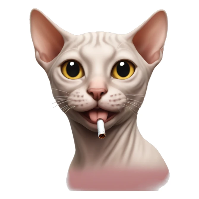 Hairless cat with a cigarette in mouth  sticker