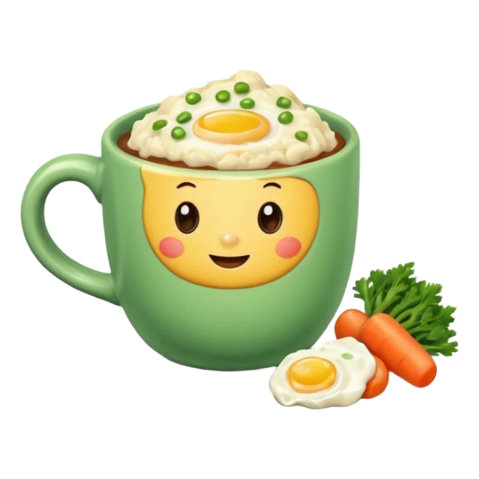 eggs with veggies and one coffee in cute mug on the side sticker