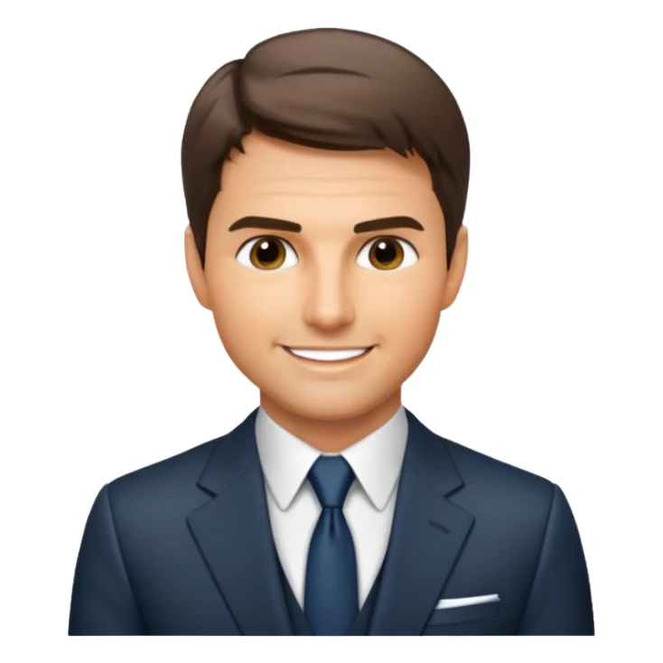 Illustrate Tom Cruise in a suit with sharp look & short hair. sticker