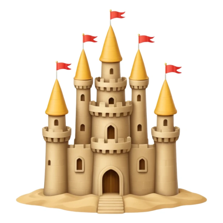 Classic tower sand castle – simple with 4 turrets and a central keep sticker
