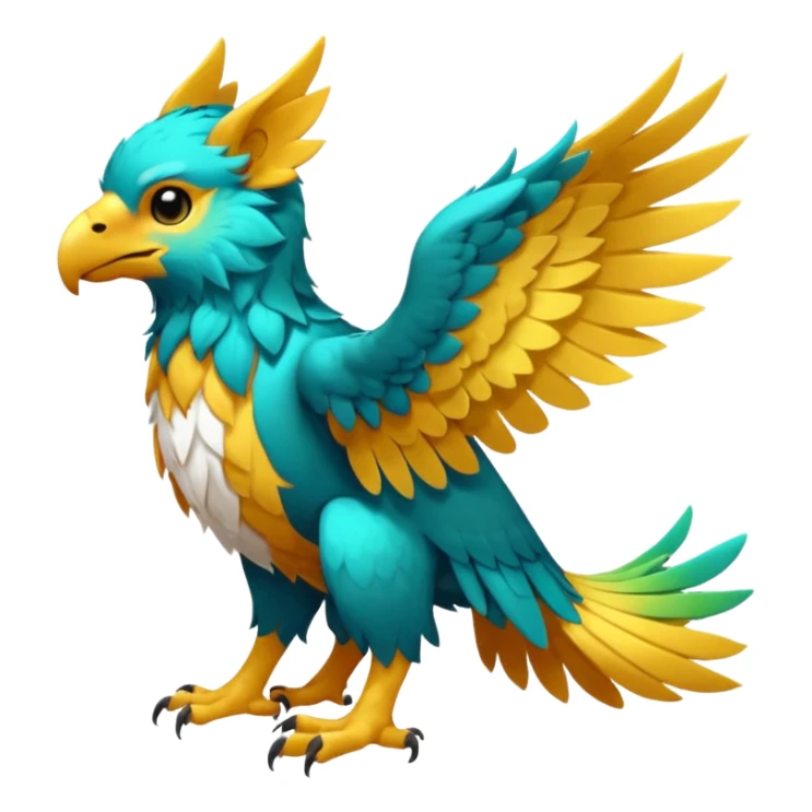 Colorful tropical exotic cute cool beautiful shiny beautiful fantasy-Gryphon-Cacomistle-Trico-oncilla-animal-Fakémon-hybrid-fursona (full body) sticker