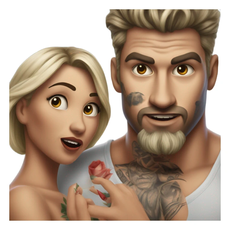 Hyper Realistic beautiful woman slapping a very handsome tattooed man sticker