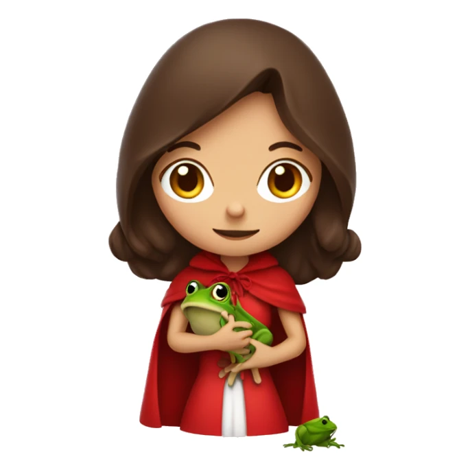 little red riding hood brunette holding a frog in her hands sticker