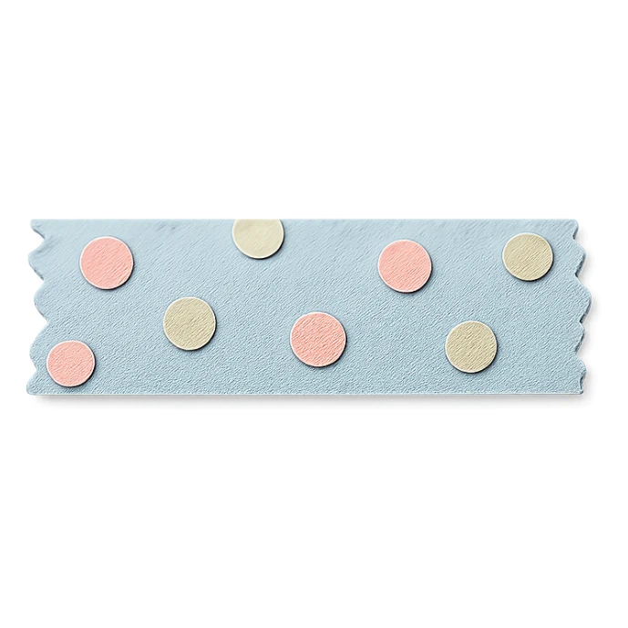soft pastel decorative paper washi tape strip with polka dots, blue background sticker