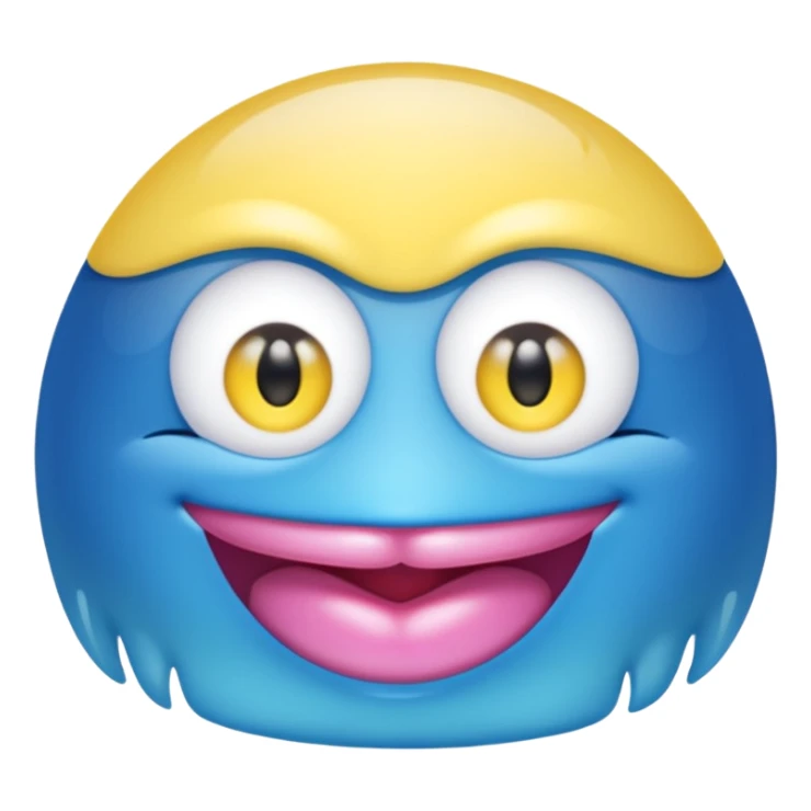 A translucent blue half-sphere with pink lips and two yellow eyes and 8 toes around the bottom sticker