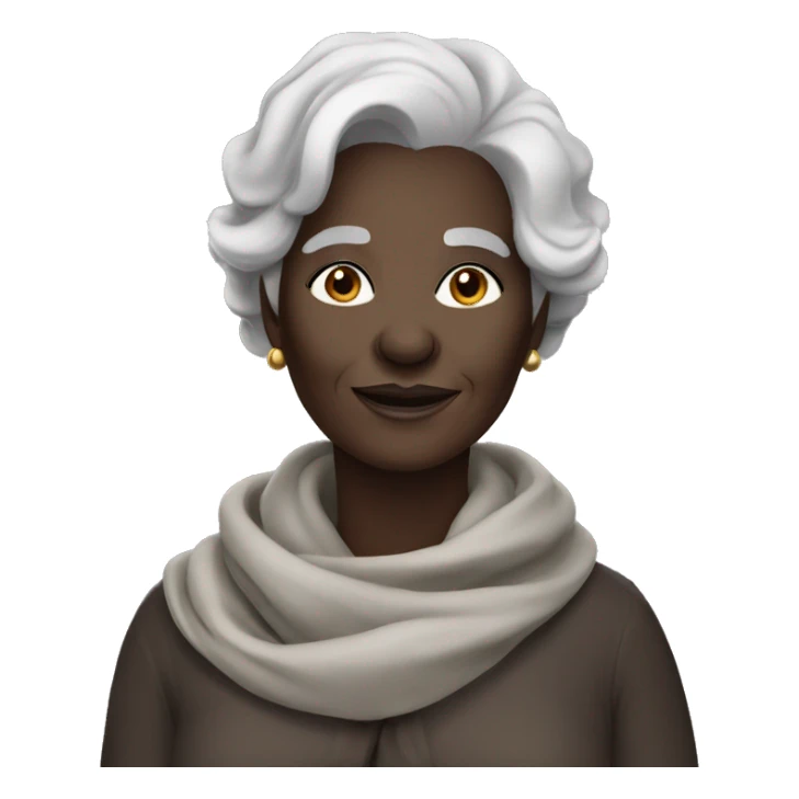 Beautiful darkskin old woman with scarf with dark grey hair sticker