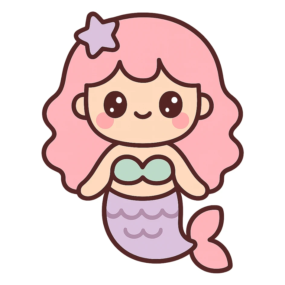pink tail mermaid cute colorful style sticker