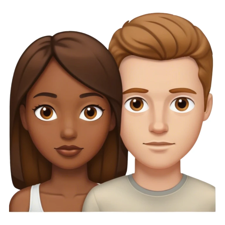 Black woman white man brown hair sticker