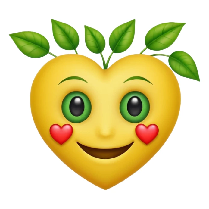 Heart smiley face with plant eyes sticker