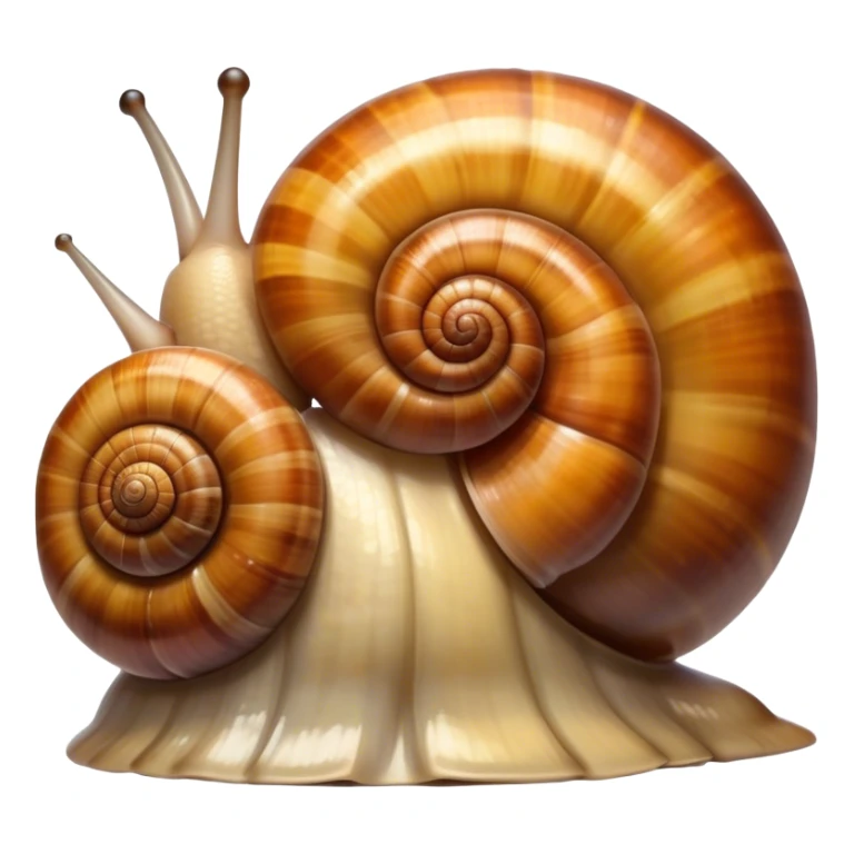 Close-up of large home snails through a terrarium glass, showcasing their soft, spiral shells and glistening bodies, with a gentle light highlighting their details. Transparent background. sticker