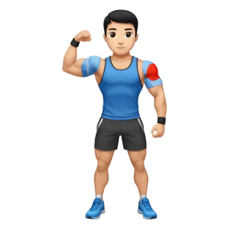 Fitness trainer shows the biceps at full length sticker