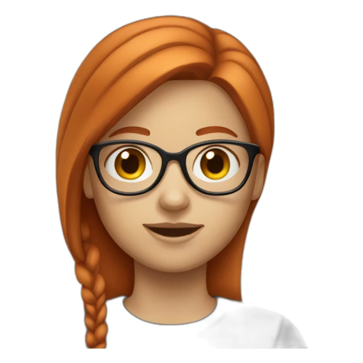 redhead girl with straight medium hair and glasses sticker