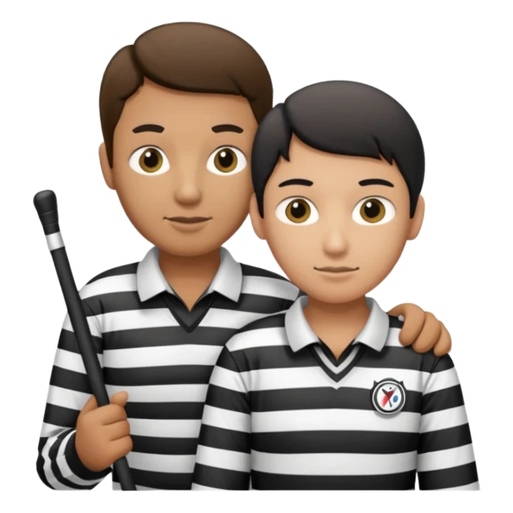 Blind hockey referee skating with a blind person’s cane sticker