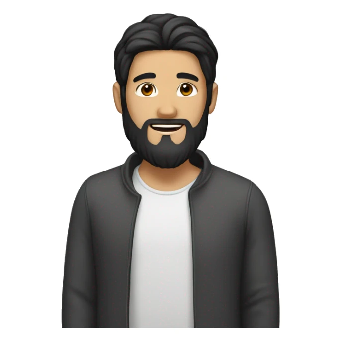 Asian Guy with long black hair and black beard sticker