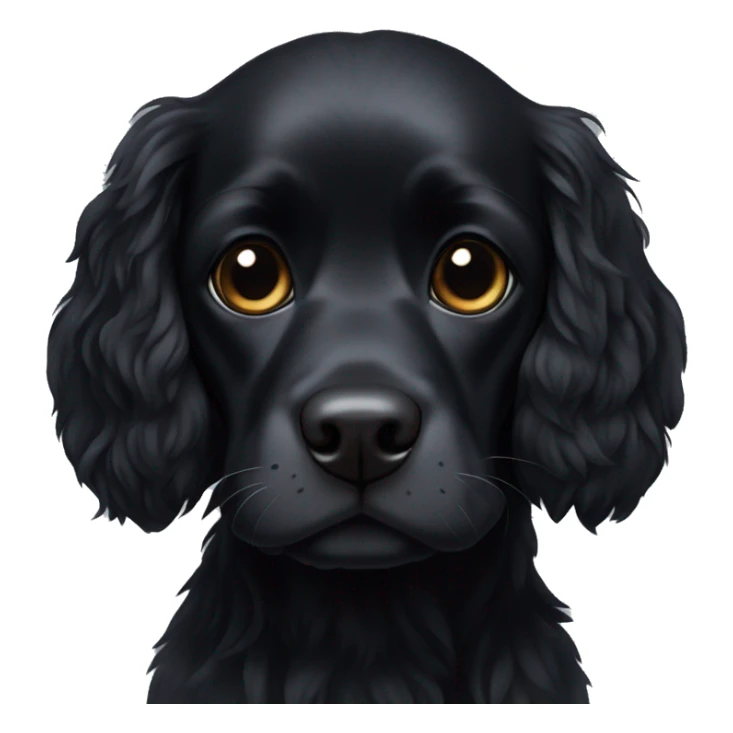 Small completely black spaniel with black fur on his whole face and white fur only on his chest sticker