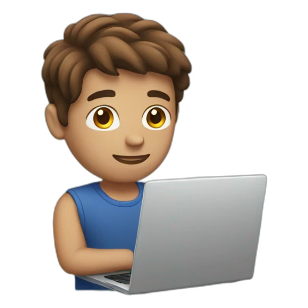 brown hair guy with laptop sticker