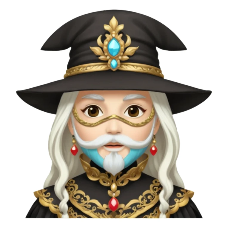 masked Women with hat long white hair & bearded sticker