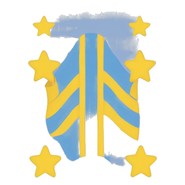 Flag with three stripes. The firs stripe is light blue, the second is yello and the third is light blue again. On the first ble stripe at the left there is a star with 8 angles and next to it to the right there is a half moon facing the star. sticker