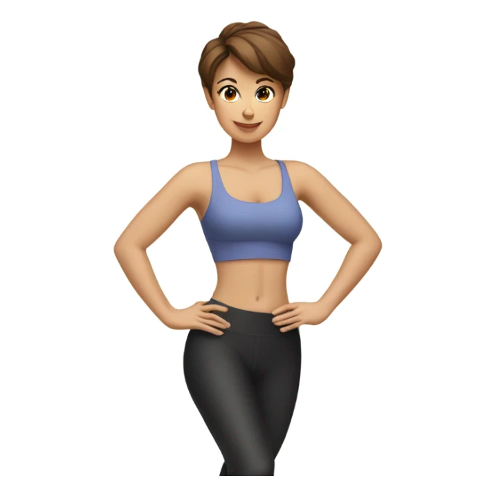 Pretty Woman with short brown hair doing Pilates exercises  sticker
