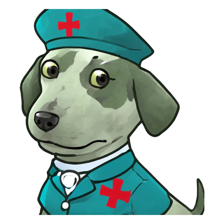 A good boy ( a dog) that is also a nurse/hospital worker  sticker
